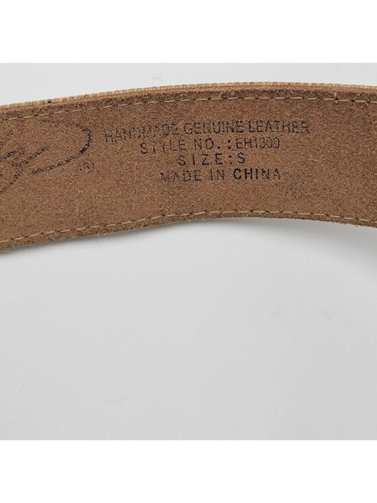 Vtg Y2K Ed Hardy Gothic Handmade Leather Belt with Skull Design & Stud Details S main image 4